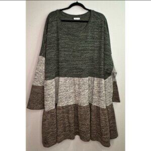 Chic Soul Gray and Brown Colorblock Sweater